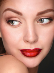 Close up portrait of beautiful young woman face