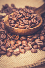 Coffee on grunge wooden background
