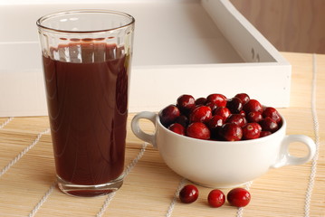 Fresh cranberry juice. Small depth of field. 