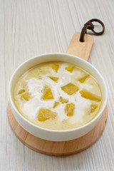 Thai style dessert, hot pumpkin in coconut milk