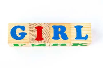 Wooden cubes with inscription Girl