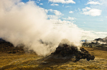 Geothermal activity at Namafjall area east of lake Myvatn
