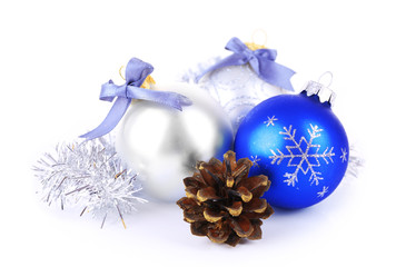 Christmas balls isolated on white