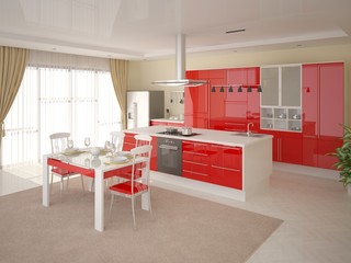 Comfortable modern kitchen in the style of minimalism