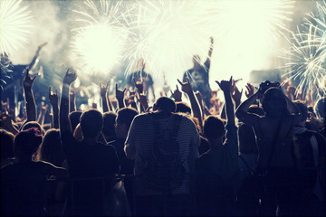 Cheering crowd at concert