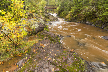 Amnicon Snake Pit Falls / A waterfall on a river in early autumn.