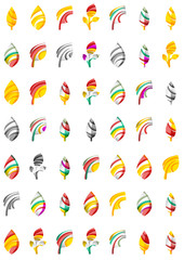 Set of abstract eco leaf icons, business logotype nature concepts, clean modern geometric design