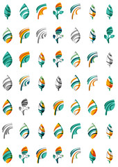 Set of abstract eco leaf icons, business logotype nature concepts, clean modern geometric design
