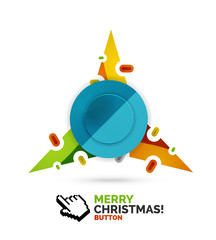 Christmas internet button on white background with reflection. Holiday icon concept
