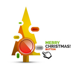 Christmas internet button on white background with reflection. Holiday icon concept