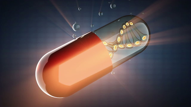 loop rotate transparent capsule with DNA