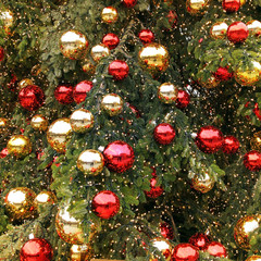 Obraz na płótnie Canvas rote und goldene kugeln am weihnachtsbaum