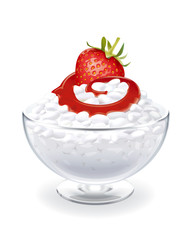 curd dessert with strawberries