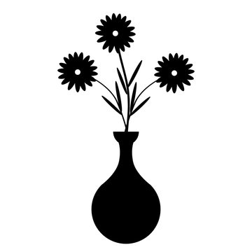 recommend clip art: Vase with flowers on white.