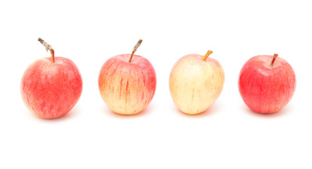 Four apples on a white background