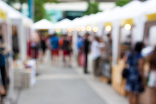 Blurred background : people shopping at market in holiday, blur background with bokeh.