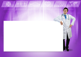 Doctor with banner