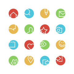 Social network icon set - vector minimalist. Different symbols on the colored background.