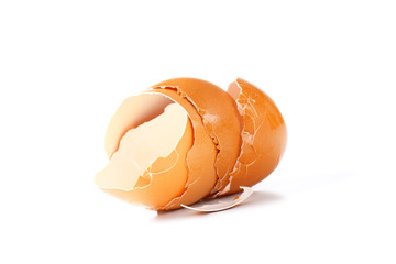 Empty brown eggshells