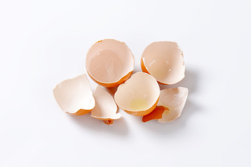 Empty brown eggshells