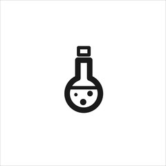 black medical beaker vector line icon