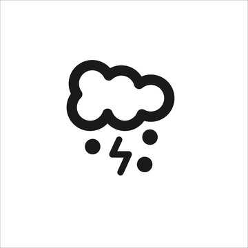 Black cloud lightning and snow vector line icon