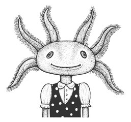 Axolotl Engraving Illustration