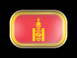 Mongolia Variant Flag. Rectangular Shape with Rounded Corners
