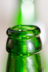 green glass bottle neck. close