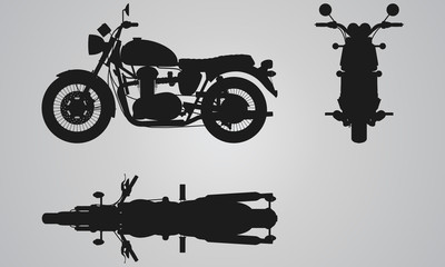 Front, top and side bike projection