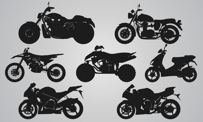 Set of 7 side different bikes projection
