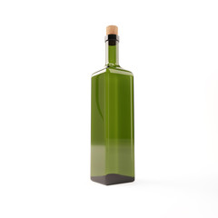 Empty green glass wine bottle isolated on white