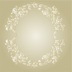 Decorative round frame ornamental floral vintage vector