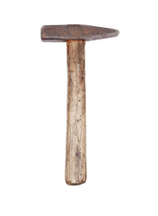 Old hammer on white background