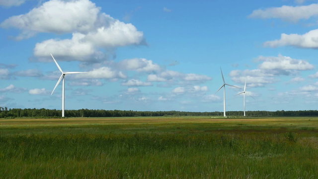 Wind Turbines in the fields, white Wildmill 