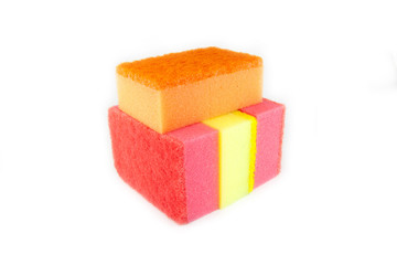 Sponge scouring pads on an isolated white background