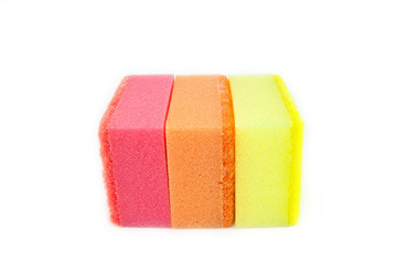 Sponge scouring pads on an isolated white background