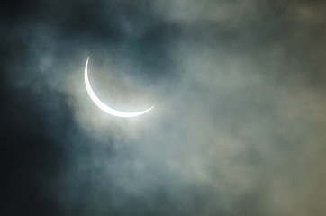 Obraz na płótnie Canvas The sun is covered 93% in a partial solar eclipse