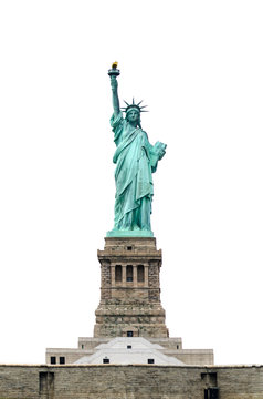 Statue of Liberty isolated on white background with base