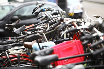 Fototapeta premium Group of parked bicycles