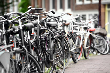 Fototapeta na wymiar Group of parked bicycles