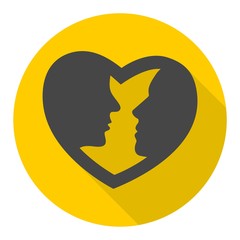 Valentine's day icon with long shadow 
