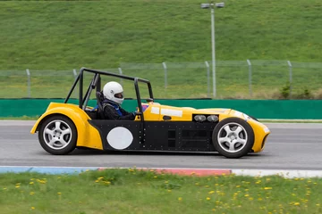 Printed roller blinds Motorsport yellow buggy in the Masaryk circuit Brno