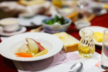 Breakfast served in restaurant