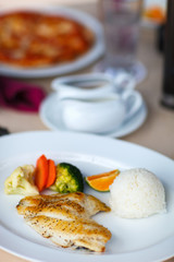 Grilled chicken and rice