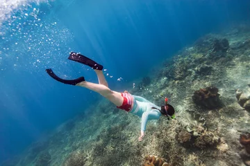 Peel and stick wall murals Diving Woman snorkeling
