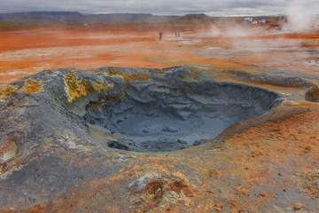 Volcanic activity as hot springs on Iceland, summer time