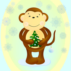 Monkey with Cristmas tree