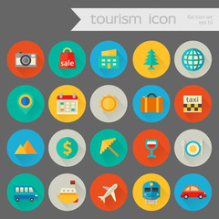 Trendy detailed tourism icon set