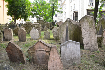 Graves in the old cemetery In Prague